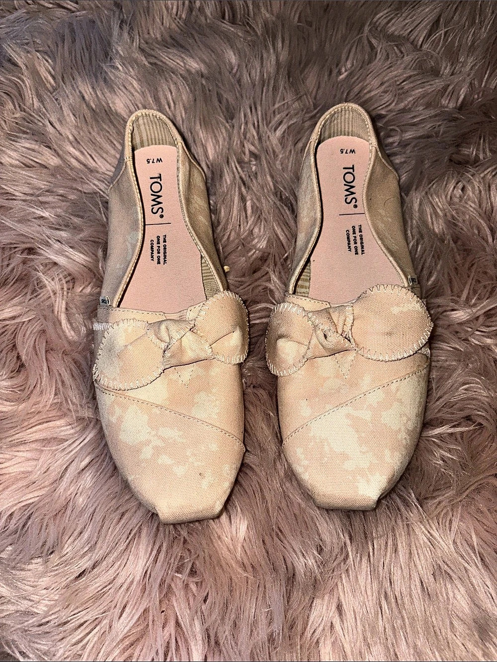 TOMS Alpargata Bow Slip-On Flats Pink